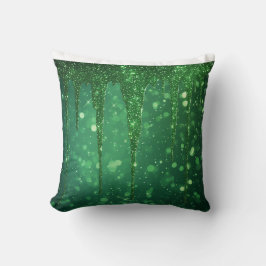 Groene Glitter Druppel Achtergrond Met Fonkelende  Kussen