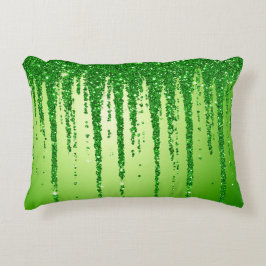 Groene Glitter Druppel Achtergrond Met Fonkeling Accent Kussen