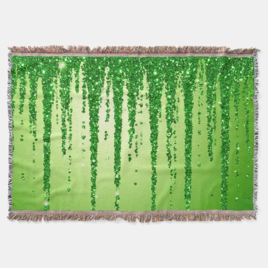 Groene Glitter Druppel Achtergrond Met Fonkeling Deken (Voorkant)