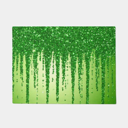 Groene Glitter Druppel Achtergrond Met Fonkeling Deurmat (Voorkant)