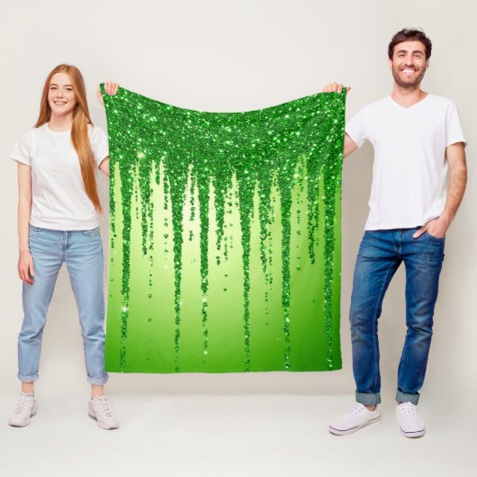 Groene Glitter Druppel Achtergrond Met Fonkeling Fleece Deken (In situ)