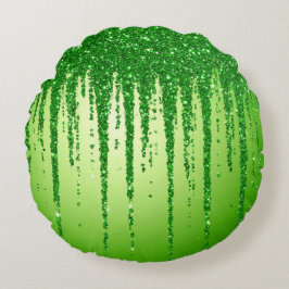 Groene Glitter Druppel Achtergrond Met Fonkeling Rond Kussen