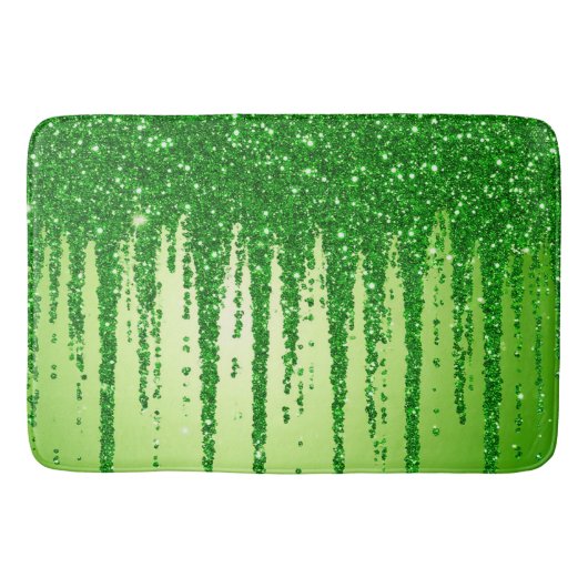 Groene Glitter Druppel Achtergrond Met Glinstering Badmat (Voorkant)