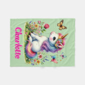 Groene Glitter eenhoorn weide wilde bloemen Fleece Deken (Voorkant (Horizontaal))