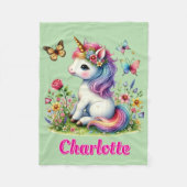Groene Glitter eenhoorn weide wilde bloemen Fleece Deken (Voorkant)