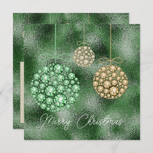 Groene Glitter Elegant Kerstfeest Kaart (Voorkant / Achterkant)