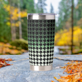 Groene glitter en zwart houndstooth patroon geïsoleerde drinkbeker