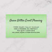 Groene Glitter Event Planner Visitekaartje (Achterkant)