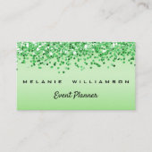 Groene Glitter Event Planner Visitekaartje (Voorkant)