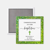 Groene Glitter feliciteert VOLWASSENE BAPTISM Magn Magneet (Voorkant / Achterkant)