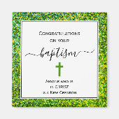 Groene Glitter feliciteert VOLWASSENE BAPTISM Magn Magneet (Voorkant)