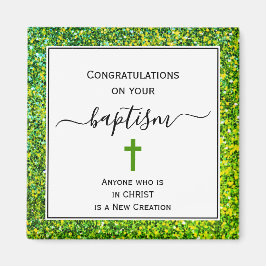 Groene Glitter feliciteert VOLWASSENE BAPTISM Magn Magneet