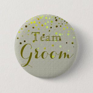 Groene Glitter Folie Confetti Wedding Team Groom Ronde Button 5,7 Cm