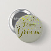 Groene Glitter Folie Confetti Wedding Team Groom Ronde Button 5,7 Cm (Voorkant /achterkant)