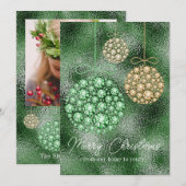 Groene Glitter Foto Kerstmis Ornament Elegant Feestdagenkaart (Voorkant / Achterkant)