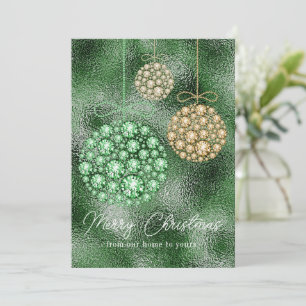 Groene Glitter Foto Kerstmis Ornament Elegant Feestdagenkaart