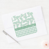 Groene Glitter Gingham Geruite Konijnen Vierkante Sticker (Envelop)