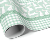 Groene Glitter Gingham Pset Rabbits Cadeaupapier (Rol Hoek)