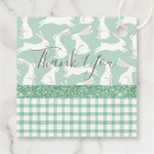 Groene Glitter Gingham Pset Rabbits Dank je wel Bedankjes Labels (Achterkant)