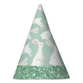 Groene Glitter Gingham Pset Rabbits Feesthoedjes (Rechts)