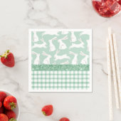 Groene Glitter Gingham Pset Rabbits Servet (Insitu)