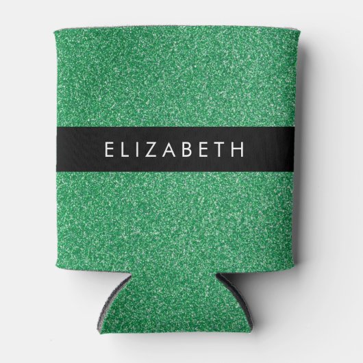 Groene Glitter, Glitter Achtergrond, Jouw naam Blikjeskoeler (Voorkant)