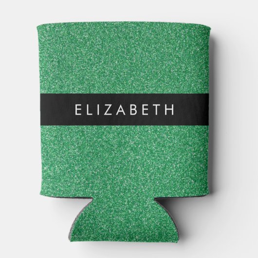 Groene Glitter, Glitter Achtergrond, Jouw naam Blikjeskoeler (Achterkant)