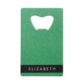 Groene Glitter, Glitter Achtergrond, Jouw naam Creditkaart Flessenopener (Voorkant)