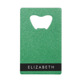 Groene Glitter, Glitter Achtergrond, Jouw naam Creditkaart Flessenopener