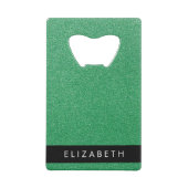 Groene Glitter, Glitter Achtergrond, Jouw naam Creditkaart Flessenopener (Achterkant)