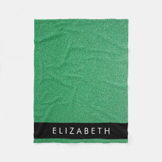 Groene Glitter, Glitter Achtergrond, Jouw naam Fleece Deken (Voorkant)