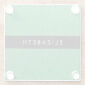 Groene Glitter, Glitter Achtergrond, Jouw naam Glazen Onderzetter (Achterkant)