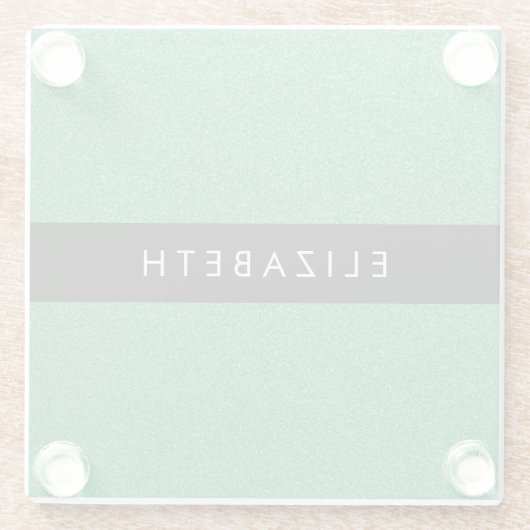 Groene Glitter, Glitter Achtergrond, Jouw naam Glazen Onderzetter (Achterkant)