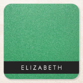 Groene Glitter, Glitter Achtergrond, Jouw naam Kartonnen Onderzetters (Voorkant)