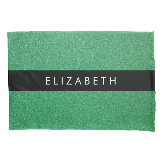 Groene Glitter, Glitter Achtergrond, Jouw naam Kussensloop (Voorkant)