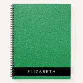 Groene Glitter, Glitter Achtergrond, Jouw naam Notitieboek (Voorkant)