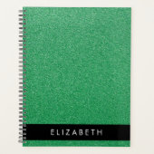 Groene Glitter, Glitter Achtergrond, Jouw naam Planner (Voorkant)