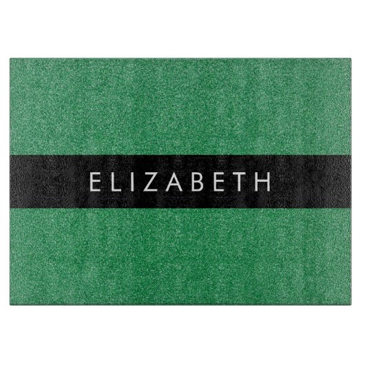 Groene Glitter, Glitter Achtergrond, Jouw naam Snijplank (Voorkant)