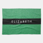 Groene Glitter, Glitter Achtergrond, Jouw naam Theedoek (Horizontaal)
