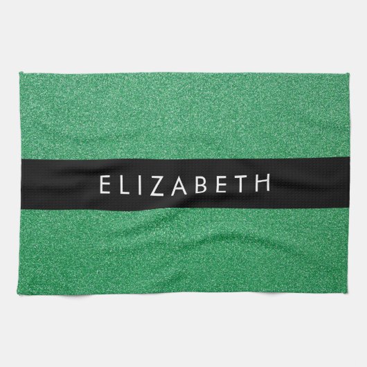 Groene Glitter, Glitter Achtergrond, Jouw naam Theedoek (Horizontaal)
