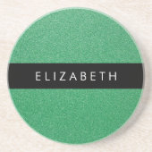 Groene Glitter, Glitter Achtergrond, Jouw naam Zandsteen Onderzetter (Voorkant)
