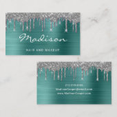Groene Glitter Haar- en Make-upstylist Visitekaartje (Voorkant / Achterkant)