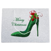 Groene Glitter Heels Gift Bag Groot Cadeauzakje (Voorkant)