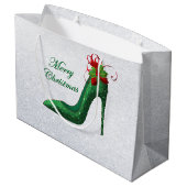 Groene Glitter Heels Gift Bag Groot Cadeauzakje (Achterkant Gekanteld)