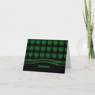 Groene Glitter Keltische Hart Knoop Patroon Note K Kaart