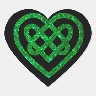 Groene Glitter Keltische Hart Knoop Stickers