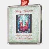 Groene Glitter Kerst Glas in lood Kaarsen Metalen Ornament (Links)