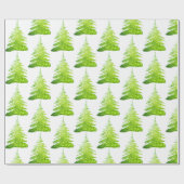 Groene Glitter Kerstboom Inpakpapier (Vlak)