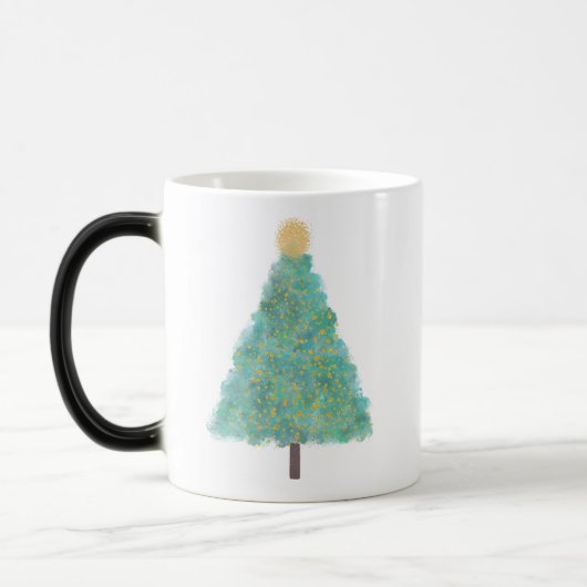 Groene glitter-kerstboom magische mok (Links)
