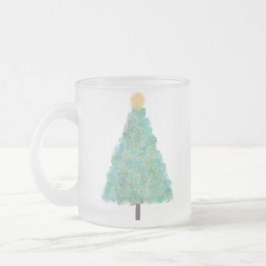 Groene glitter-kerstboom matglas koffiemok (Links)
